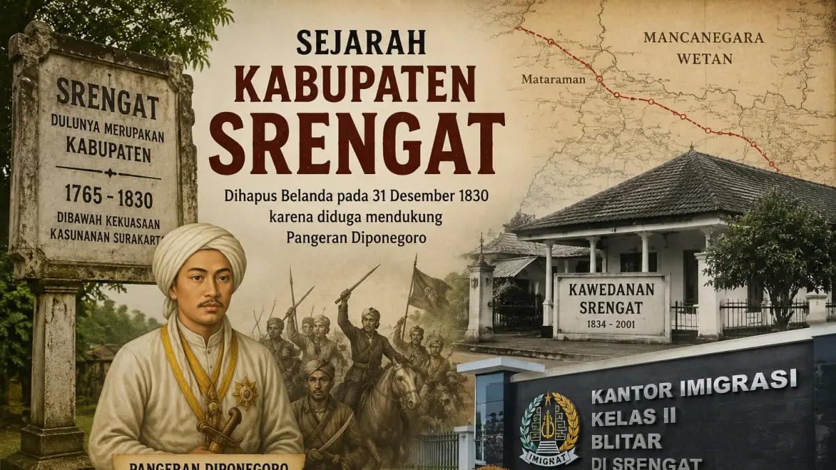 JEJAK SEJARAH: Kawasan Srengat pernah berstatus kabupaten sebelum dihapus pemerintah Hindia Belanda pada 31 Desember 1830 karena diduga mendukung perjuangan Pangeran Diponegoro.