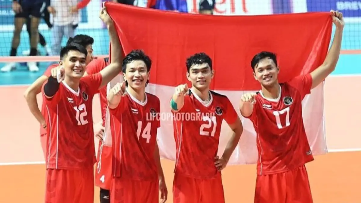 Timnas Voli Putra Indonesia juara AVC Cup 2026 usai mengalahkan Korea Selatan. PBVSI memberi bonus Rp50 juta untuk setiap pemain.(Pinterest)