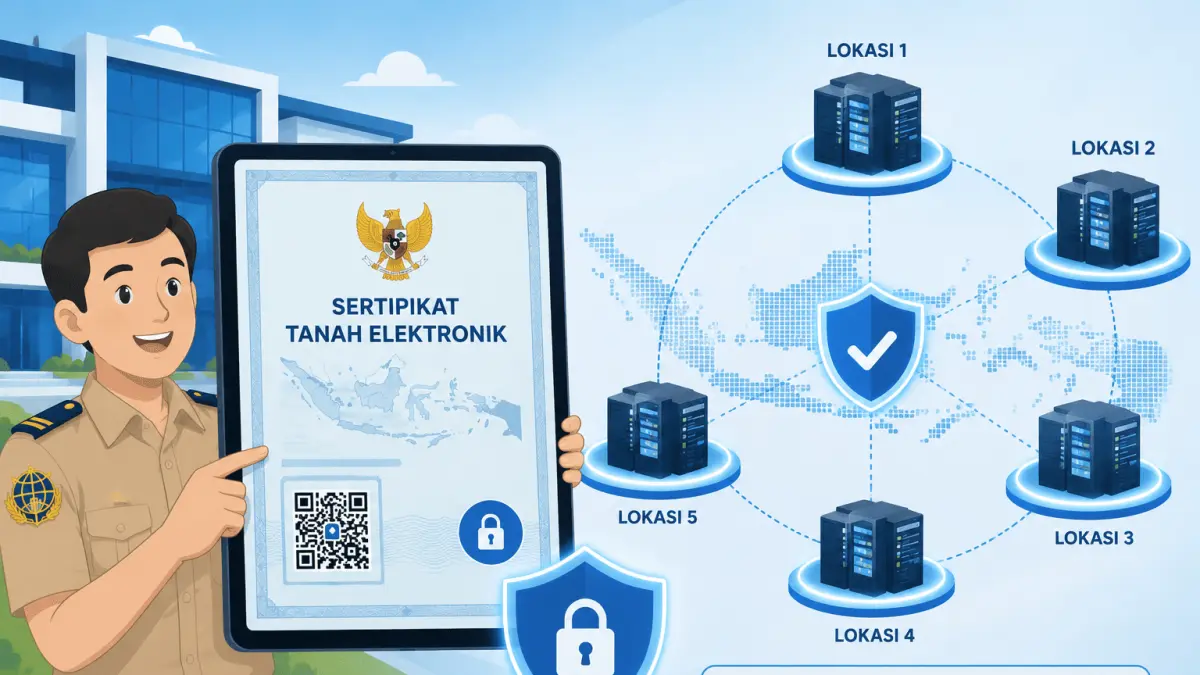 ATR/BPN memastikan keamanan data sertifikat tanah elektronik melalui sistem cadangan berlapis.