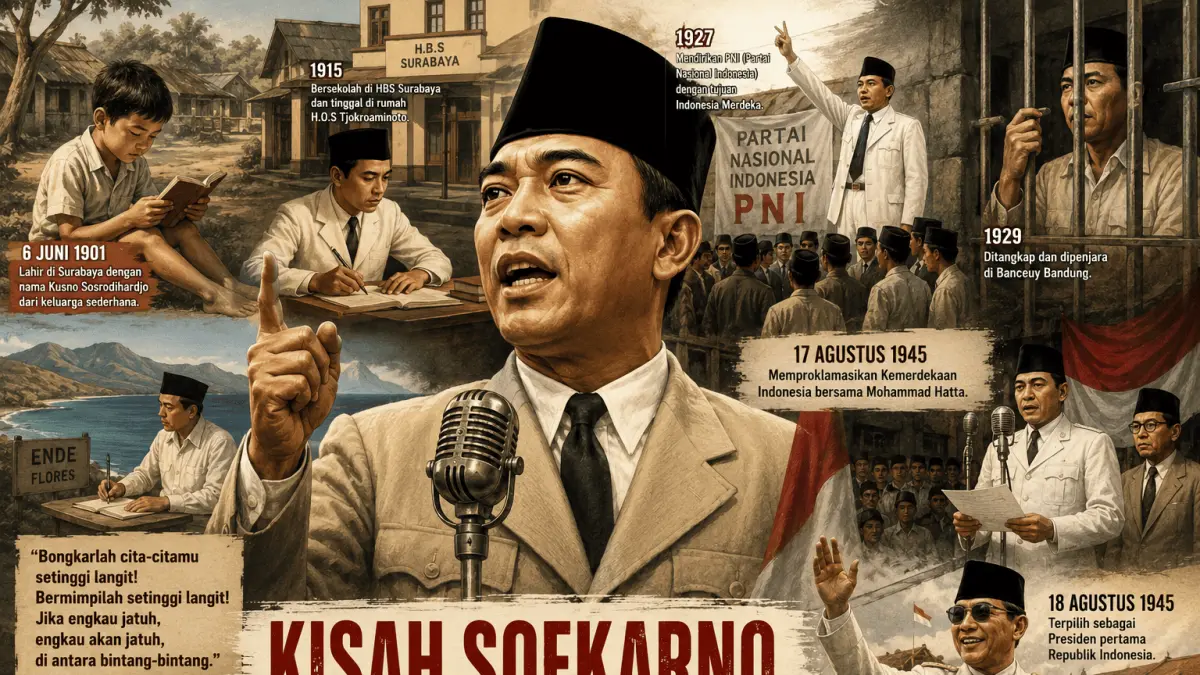 Dari Ruang Penjara Hingga Mimbar Proklamasi, Perjuangan Soekarno Membuktikan Bahwa Kemerdekaan Indonesia lahir Dari Keberanian dan Pengorbanan Tanpa Henti.