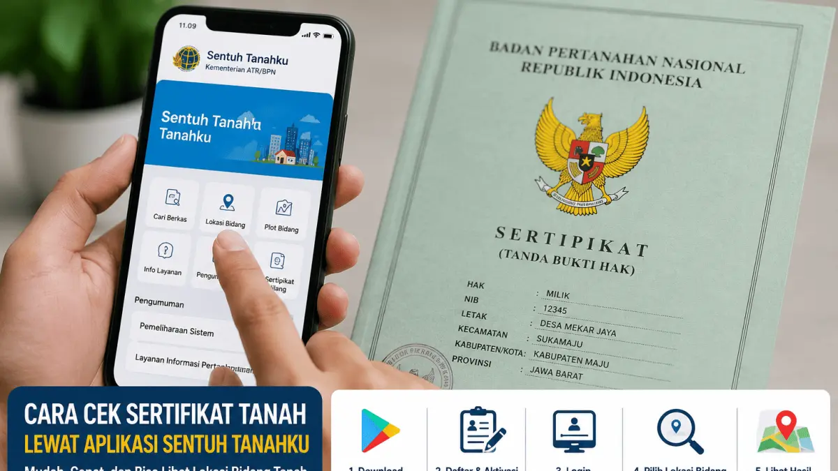 Masyarakat kini dapat mengecek data sertifikat tanah secara mandiri melalui aplikasi Sentuh Tanahku untuk memastikan kesesuaian informasi dengan data resmi ATR/BPN.