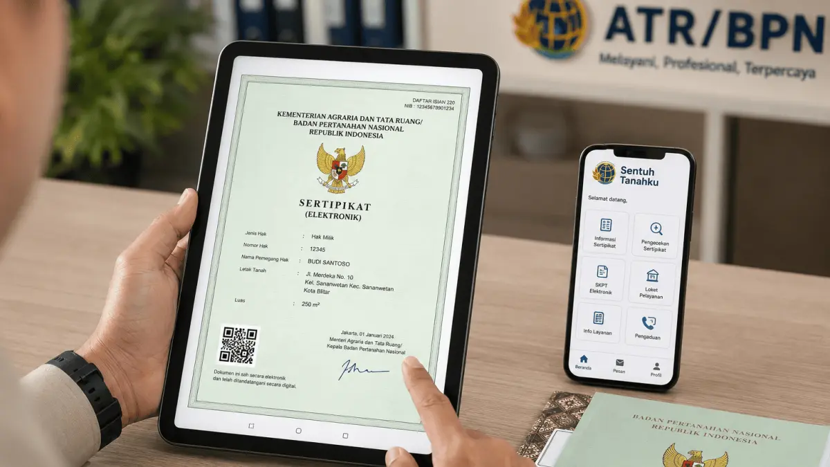 Sertifikat tanah elektronik memudahkan akses layanan pertanahan sekaligus meningkatkan keamanan dokumen kepemilikan tanah.