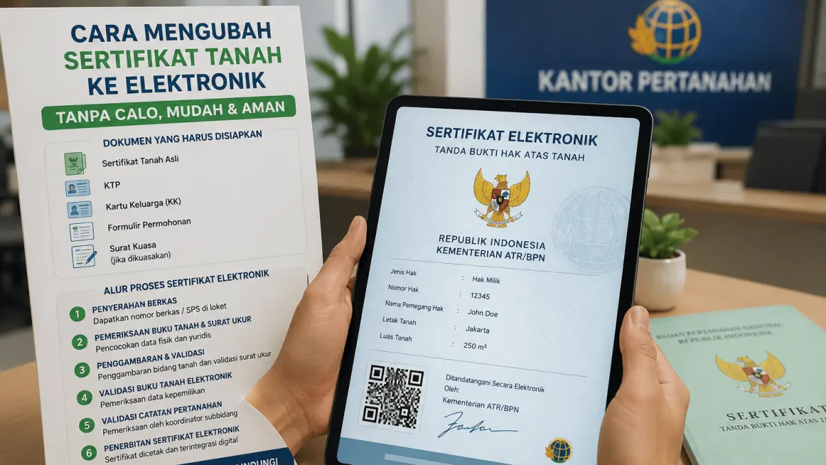 Masyarakat kini dapat mengubah sertifikat tanah menjadi elektronik melalui proses resmi yang lebih praktis, aman, dan tanpa calo.