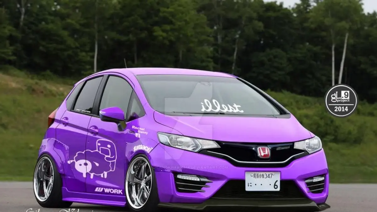 Modifikasi Honda Jazz GE8 bergaya Honda Fit Hybrid JDM tampil elegan dengan part OEM Jepang, interior digital GP1, dan velg Gram Lights.(pinterest)