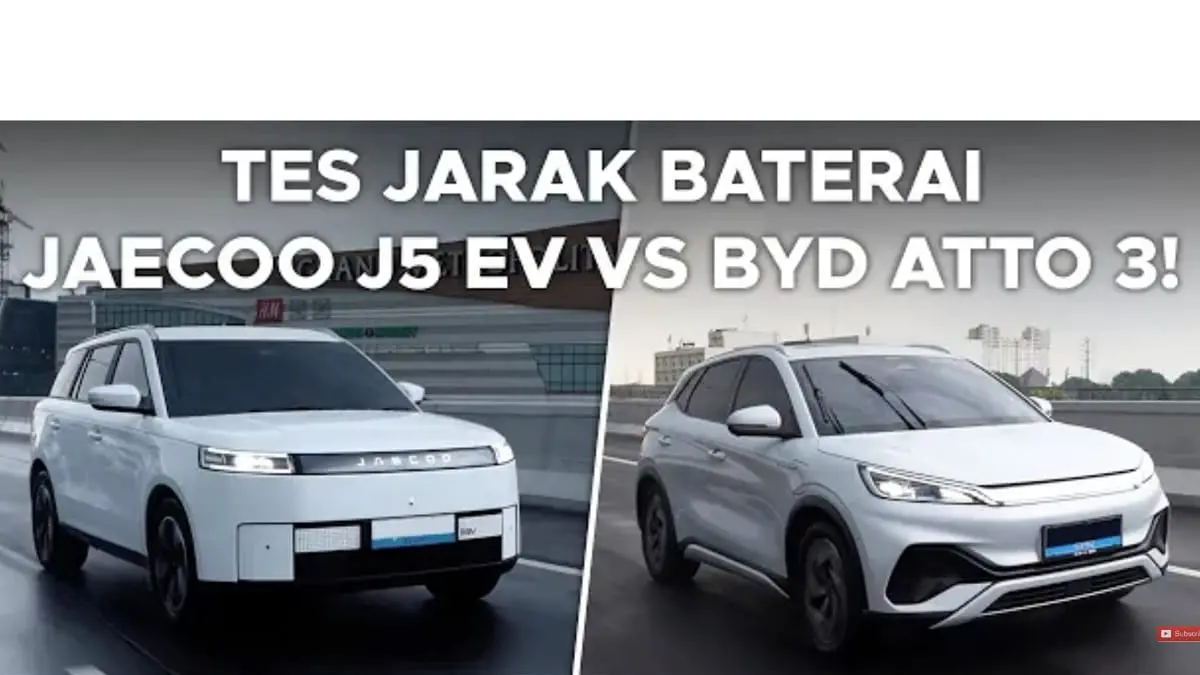 Tes jarak tempuh mobil listrik membuktikan Jaecoo J5 EV mengungguli BYD Atto 3 hingga 470 km. Simak hasil lengkap dan penyebabnya.(ScYoutube)