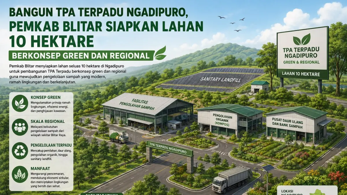 Ilustrasi : TPA Terpadu Ngadipuro segera dibangun. Pemkab Blitar menyiapkan lahan 10 hektare dengan konsep green dan regional