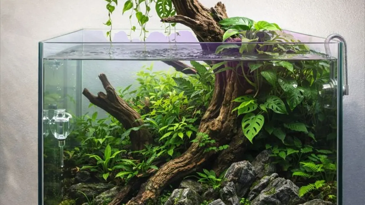 Panduan memilih substrat dan hardscape untuk aquascape ala Hobi Ombing. Cari tahu jenis pasir, batu aman, dan solusi kayu bebas tanin! (PINTEREST)