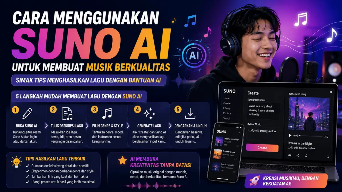 Bikin lagu berkualitas kini lebih mudah! Manfaatkan Suno AI untuk menciptakan musik original hanya dengan bantuan AI