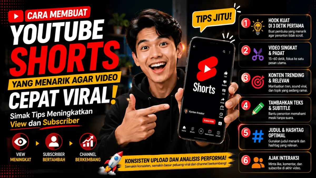 Ingin YouTube Shorts cepat viral? Terapkan strategi yang tepat agar view meningkat dan subscriber terus bertambah.