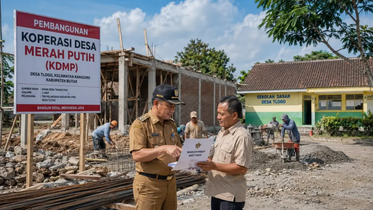 Ilustrasi : Pemerintah Desa Tlogo memastikan pembangunan Koperasi Desa Merah Putih dilakukan di atas aset hibah resmi dan menegaskan tidak ada penggusuran fasilitas sekolah.