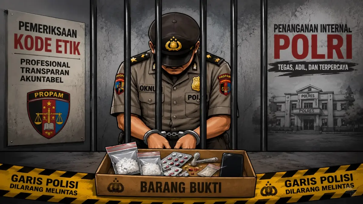 Petugas Propam Polres Blitar melakukan penanganan internal terhadap anggota yang sedang menjalani pemeriksaan terkait dugaan pelanggaran kode etik dan kasus narkotika.

