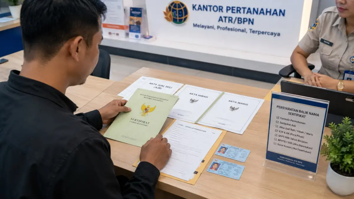 Dokumen yang lengkap menjadi syarat utama dalam proses balik nama sertifikat tanah sesuai dasar peralihan hak, baik melalui jual beli, hibah, maupun pewarisan.