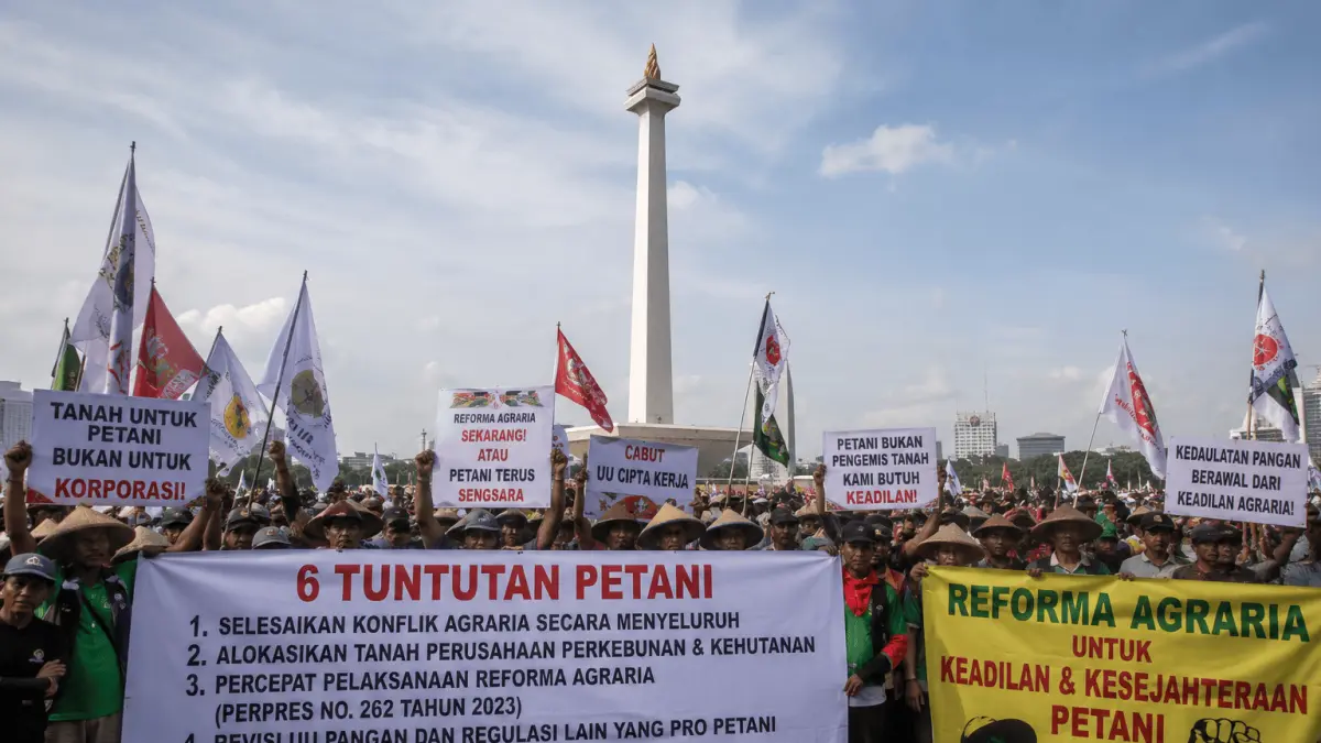 Ilustrasi : aksi petani saat menyuarakan tuntutan reforma agraria dan perlindungan hak-hak petani dalam momentum Hari Tani Nasional.