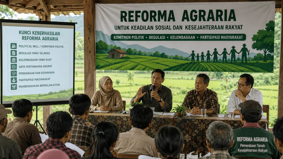  Keberhasilan reforma agraria dinilai bergantung pada komitmen politik, regulasi yang selaras, serta kolaborasi lintas sektor. (Foto: Ilustrasi AI)