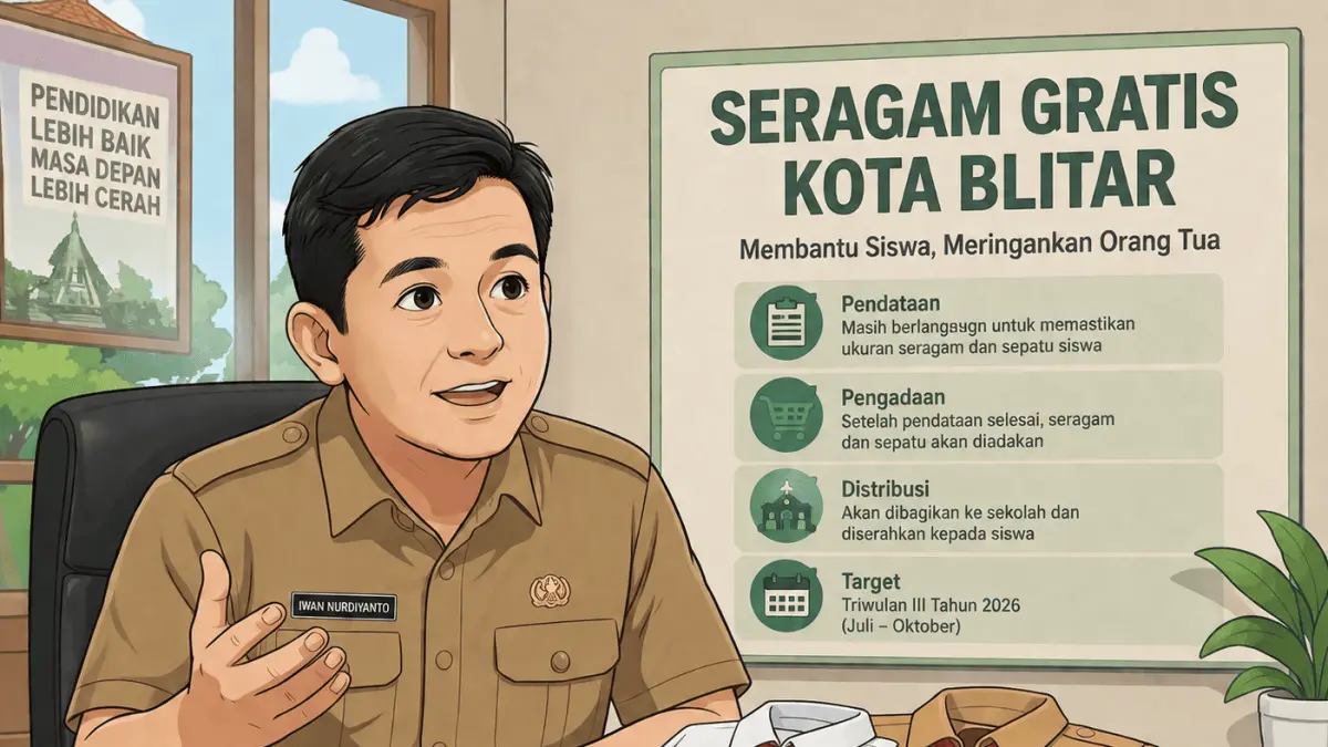 Program seragam gratis bagi siswa baru di Kota Blitar masih dalam tahap pendataan sebelum proses pengadaan dan distribusi. (Ilustrasi: AI)