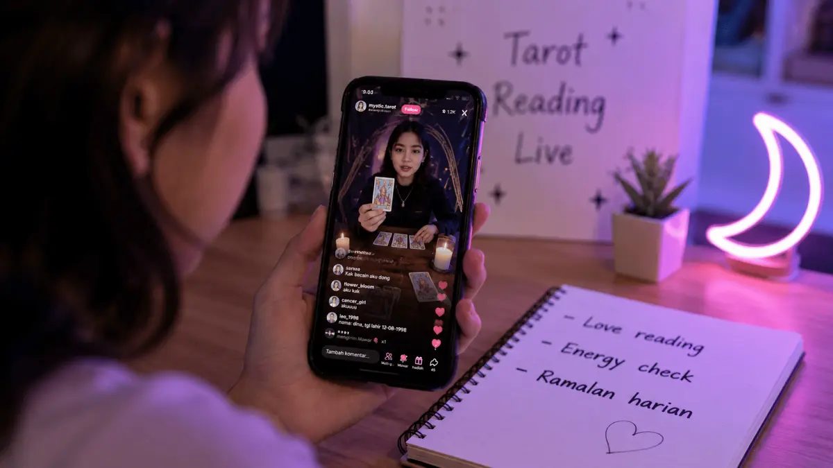 ILUSTRASI: Konten tarot semakin sering muncul di FYP media sosial dan menjadi hiburan yang digemari sebagian kalangan Gen Z.