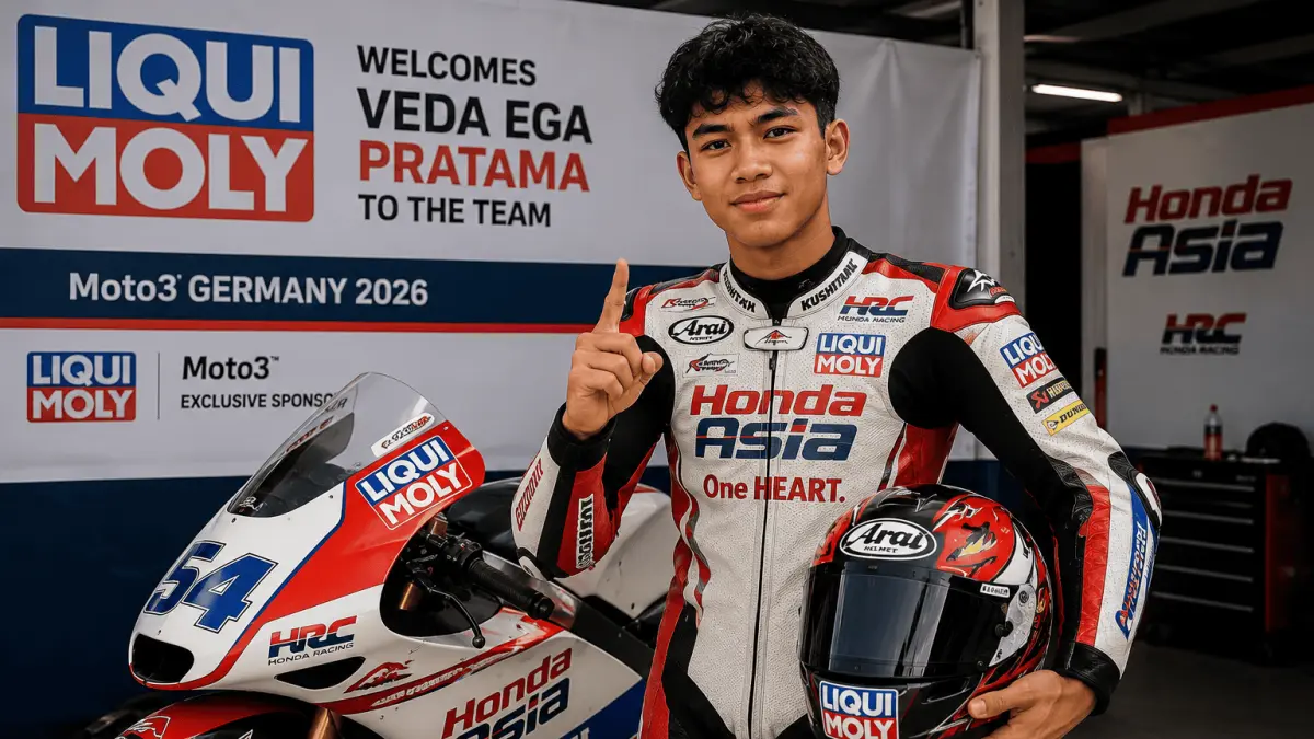 Veda Ega Pratama mendapat dukungan sponsor global Liqui Moly sebagai bekal menatap persaingan Moto3 2026 di kancah internasional.