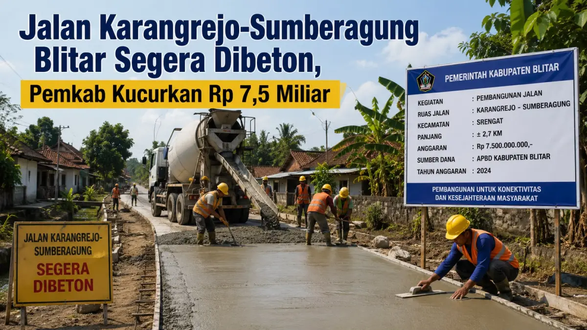 Ilustrasi Jalan Karangrejo-Sumberagung Blitar Segera Dibeton, Pemkab Kucurkan Rp 7,5 Miliar.