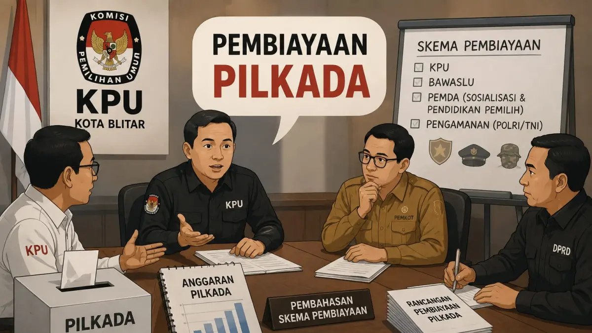 Ilustrasi pembahasan skema pembiayaan Pilkada Kota Blitar yang masih menunggu regulasi dari pemerintah pusat.
