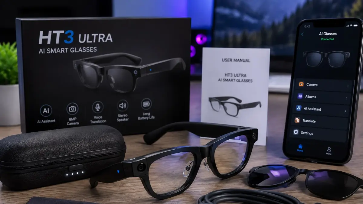     HT3 Ultra, smart glasses murah penuh AI.