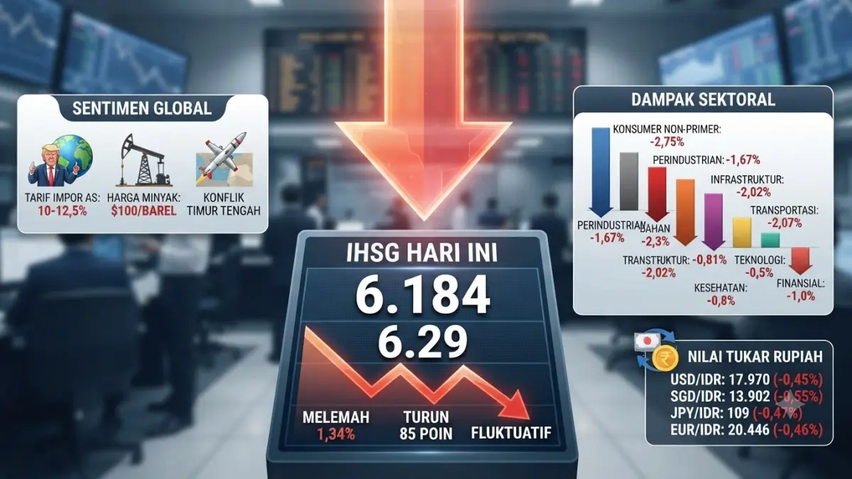 IHSG Anjlok 1,34 Persen Ditengah Sentimen Tarif Trump dan Konflik Timur Tengah yang Panas
