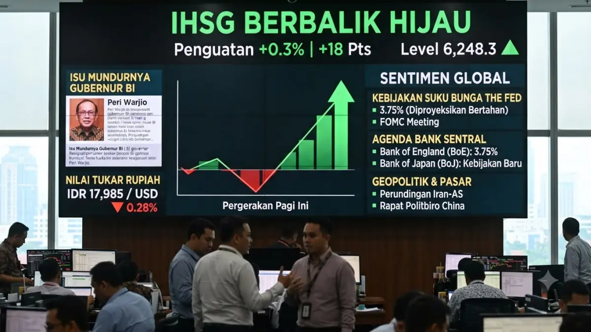 IHSG Berbalik Hijau di Tengah Isu Mundurnya Gubernur BI dan Sentimen Global Pekan Ini