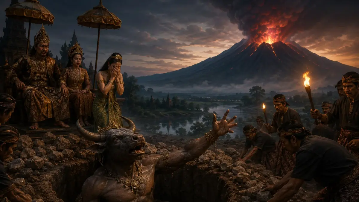 Pengkhianatan terhadap janji melahirkan kutukan abadi—simak legenda Gunung Kelud dan kisah tragis Lembu Suro yang melegenda hingga kini.