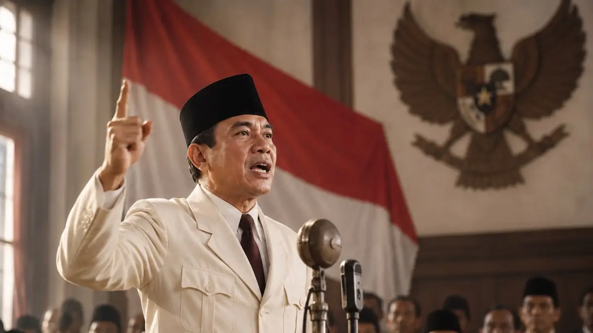 “Pidato bersejarah Soekarno tentang lima dasar negara menjadi tonggak lahirnya Pancasila sebagai pemersatu bangsa Indonesia hingga kini.”