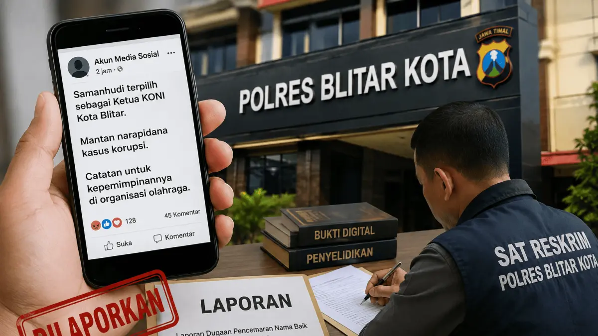 Ilustrasi laporan Samanhudi Anwar terkait konten akun media sosial yang kini masuk tahap penyelidikan Polres Blitar Kota.