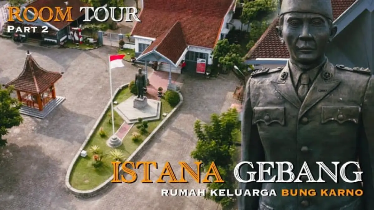 Istana Gebang di Blitar menyimpan berbagai peninggalan Bung Karno, termasuk kamar pribadi, tongkat bersejarah, dan mobil Mercy tahun 1961.
