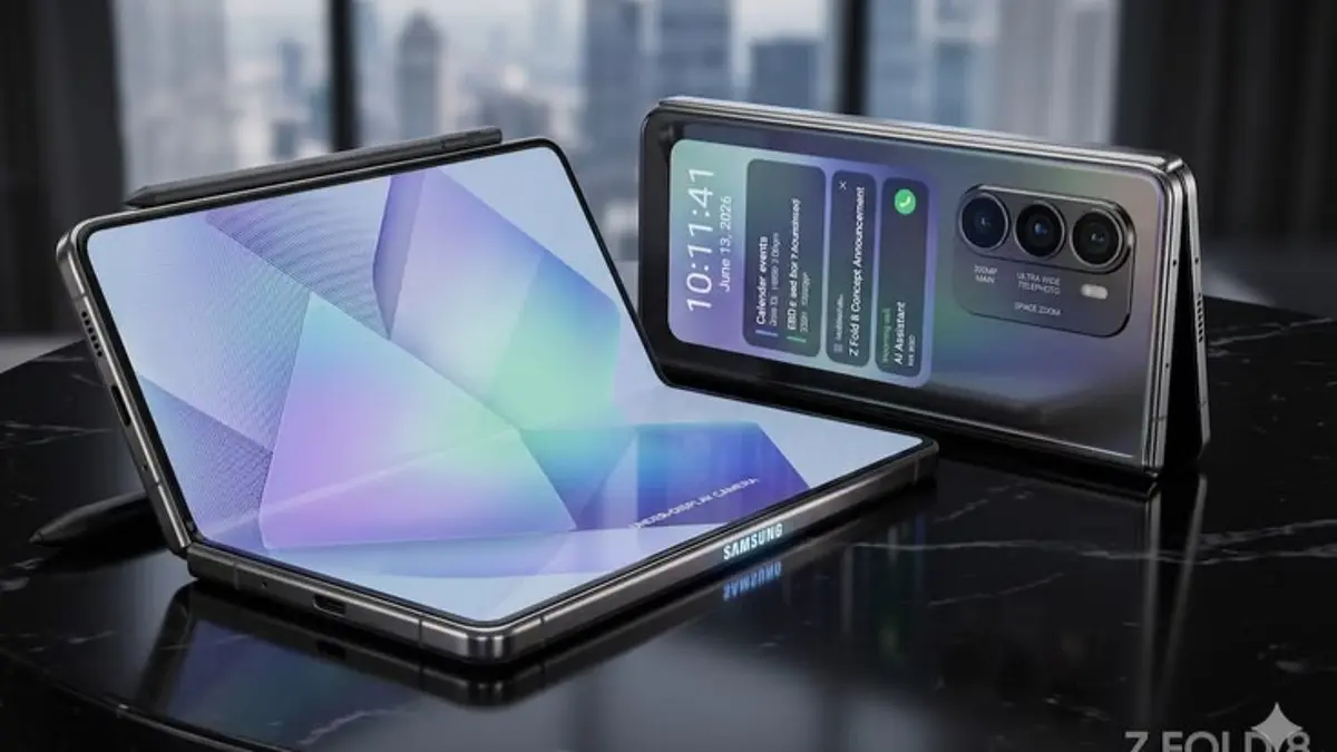 Samsung Galaxy Z Fold 8 Ultra hadir dengan baterai silikon karbon 5.000 mAh, charging 45W, kamera 200 MP, dan desain yang lebih tipis. (Pinterest) 