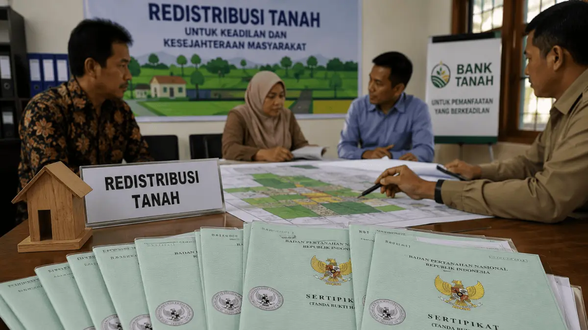 Caption: Ilustrasi 574 bidang tanah yang terganjal skema Bank Tanah.