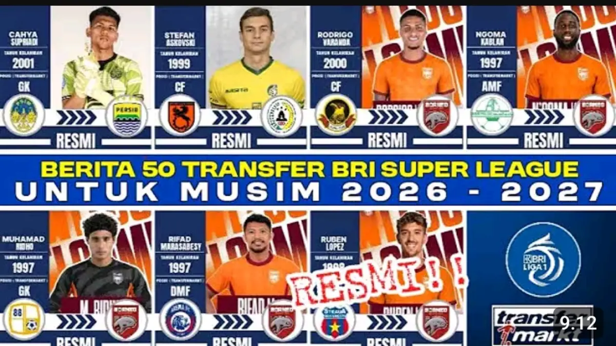 Bursa transfer BRI Super League 2026-2027 memanas. Borneo FC borong pemain baru, Persib incar Cahya Supriadi, PSS bidik Stefan Askovski.