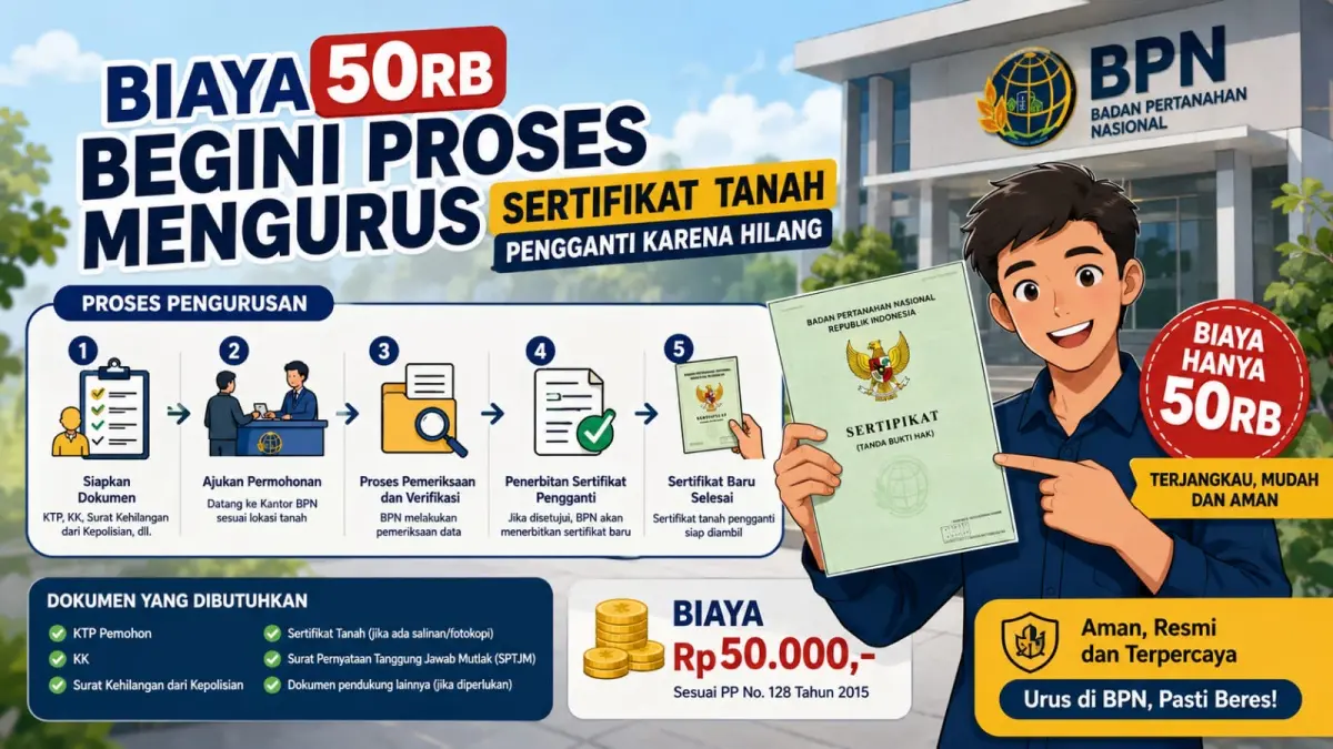 Sertifikat tanah hilang? Tenang, begini proses dan biaya mengurus sertifikat pengganti di BPN.