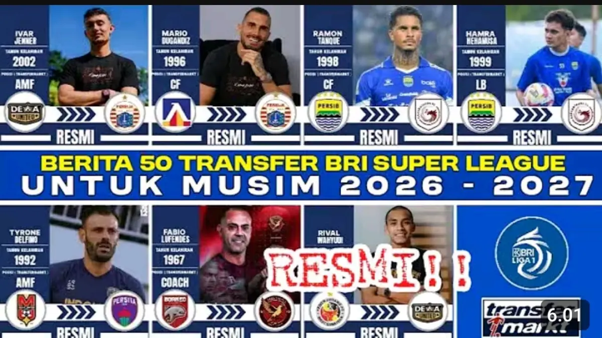 Transfer BRI Super League 2026-2027 memanas. Persija incar Ivar Jenner, sementara Persib digoda Garuda Yaksa dan klub lain bergerak.
