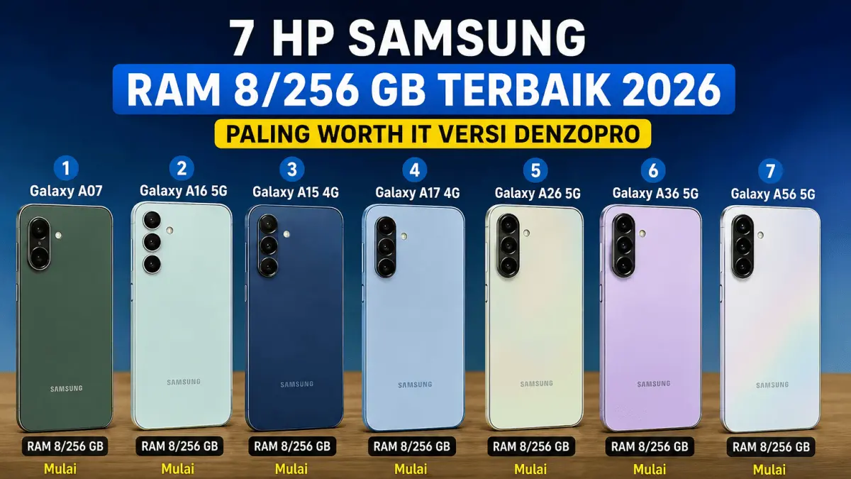 7 HP Samsung RAM 8/256 GB yang paling worth it di 2026! 📱🔥 Mulai Rp2,5 jutaan hingga Rp5,9 jutaan, mana yang jadi pilihan kamu? Cek spesifikasi dan sesuaikan dengan kebutuhanmu! ✨