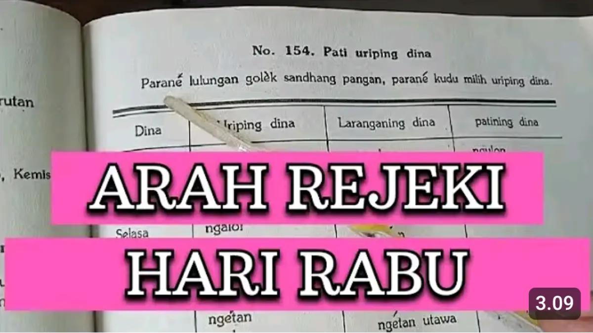 Arah mencari rezeki hari Rabu menurut Primbon Jawa adalah utara dan timur. Simak arah pantangan dan yang disebut sebagai matinya hari.