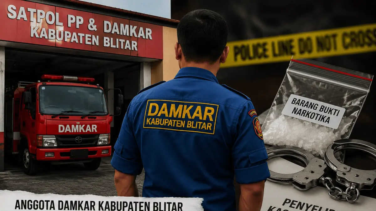 Ilustrasi anggota Damkar Kabupaten Blitar yang masih bertugas di tengah isu dugaan keterlibatan kasus narkotika. Pihak Damkar masih menunggu kejelasan dan bukti resmi dari kepolisian.