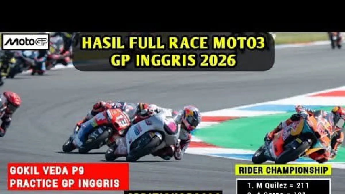 Hasil Moto3 Inggris 2026 menempatkan David Almansa sebagai juara, sementara Fadillah Pratama berhasil finis di posisi kesembilan.