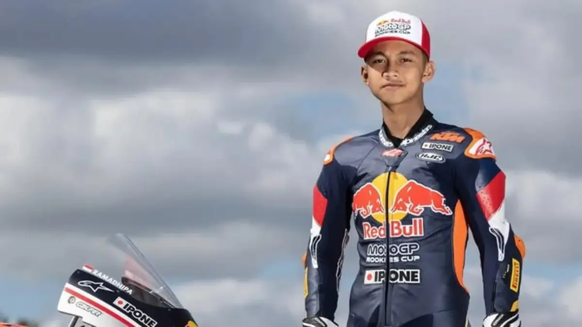 Kiandra Ramadhipa terbaru usai terjatuh di lap terakhir Jerez. Sempat mengejar podium, posisi pembalap Indonesia itu di klasemen ikut berubah. (PINTEREST)