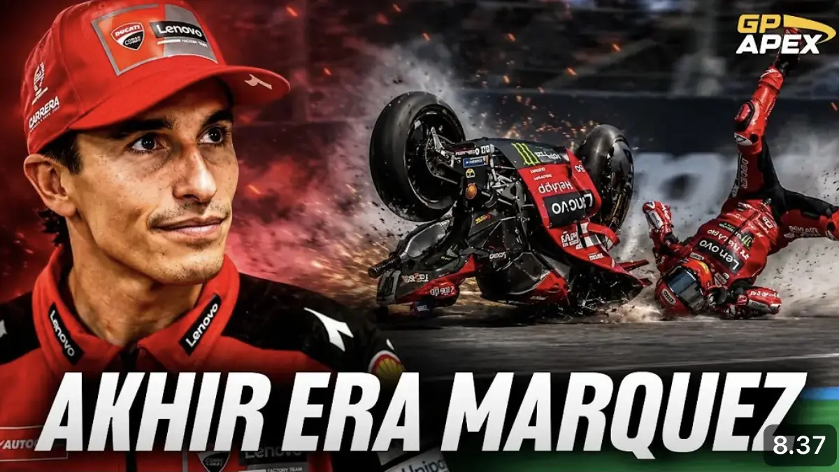 Marc Marquez mengalami cedera serius dan dikabarkan absen dari MotoGP usai crash di Le Mans. Ducati juga terus berjuang mengatasi masalah GP26.
