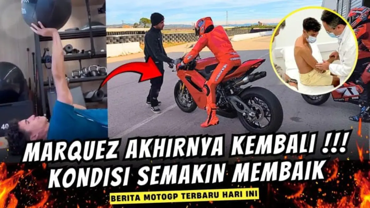 Marc Marquez mulai menjalani latihan fisik setelah cedera bahu dan kaki. Sementara itu, Fadillah Ega Pratama sukses menembus lima besar klasemen Moto3 2026.