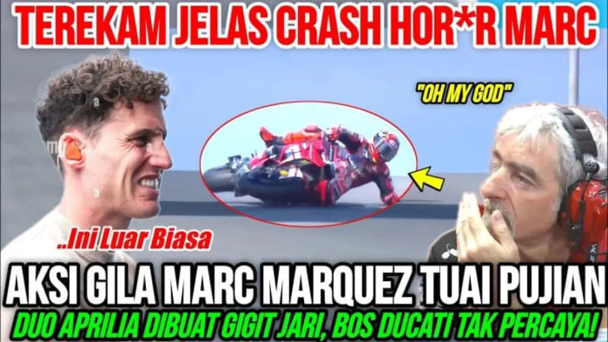 MotoGP Amerika 2026 diwarnai crash Marc Marquez pada kecepatan 191 km/jam. Aprilia terus menekan Ducati setelah dominan di dua seri awal.