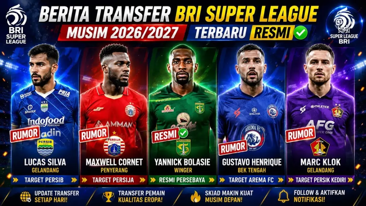 Transfer BRI Super League 2026-2027 memanas. Arema resmi datangkan Gustavo Henrique, sementara sejumlah klub masih berburu pemain dan pelatih.