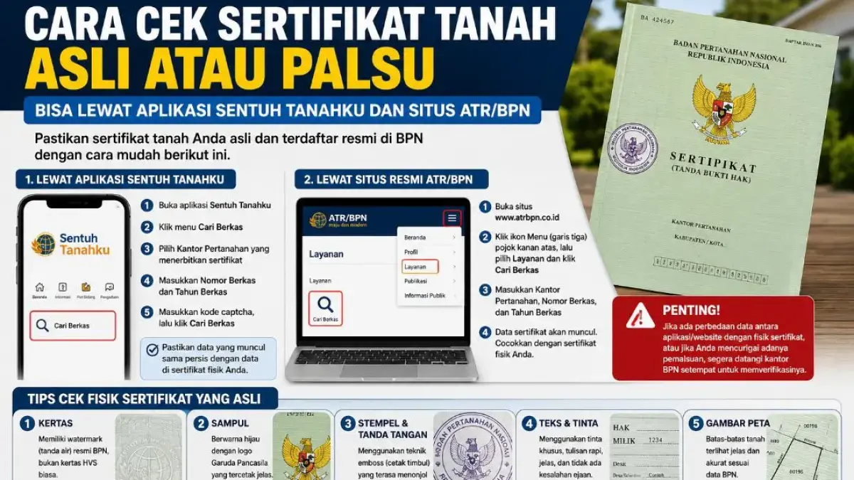 Cara cek tanah terdaftar di BPN bisa dilakukan online. Simak langkah membuka peta ATR/BPN dan mencocokkan data bidang tanah dengan sertifikat.