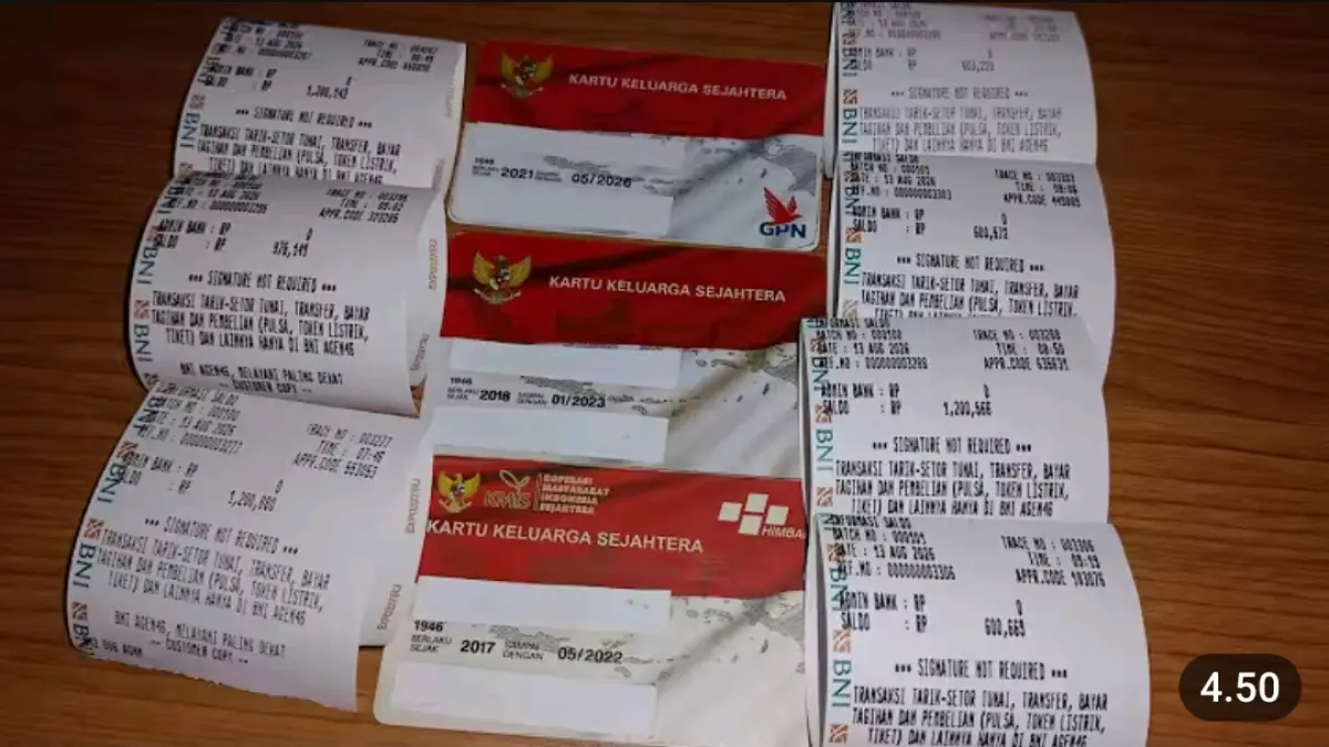 Saldo PKH BPNT 13 Agustus 2026 mulai masuk. KKS 2021 terpantau menerima Rp975 ribu, sementara KKS lain masih kosong.