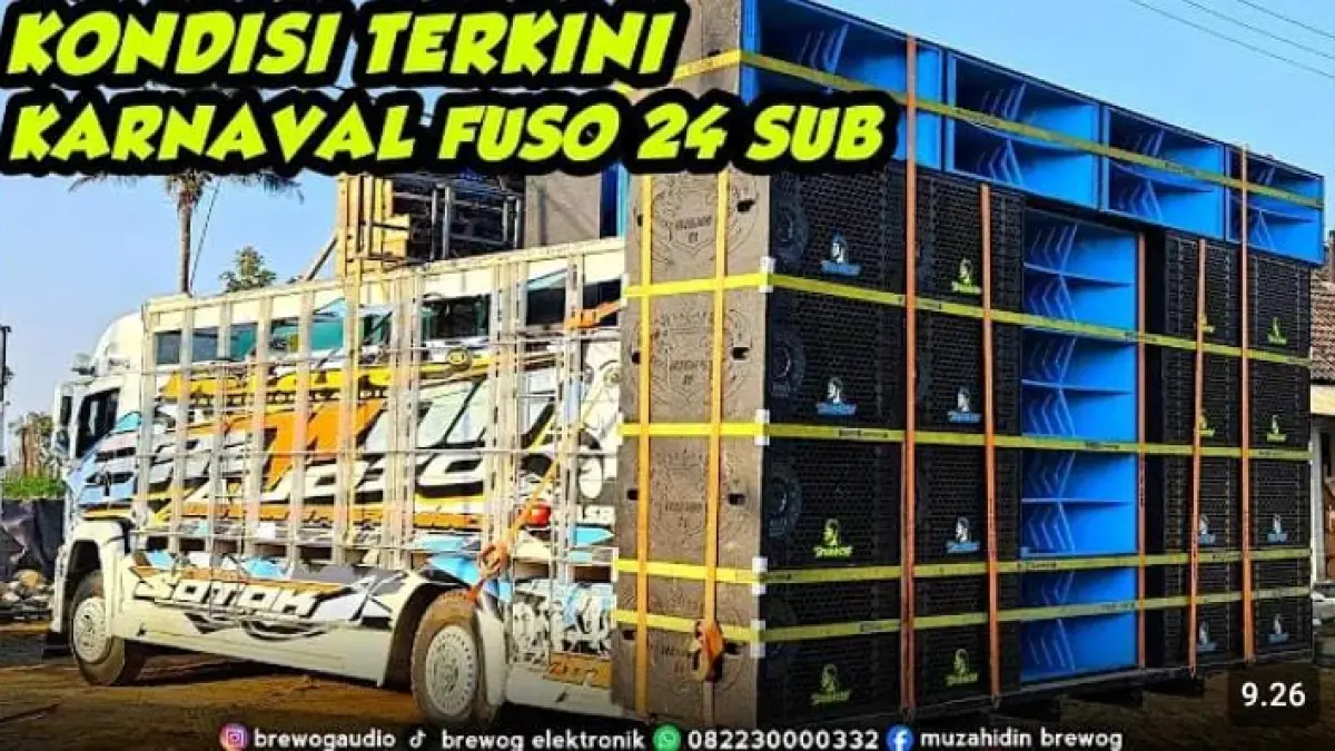 Karnaval Pagarsari Ngantang 2026 makin meriah. Tim 5 dan 6 menyiapkan 24 subwoofer serta perangkat sound system sebelum tampil malam ini.