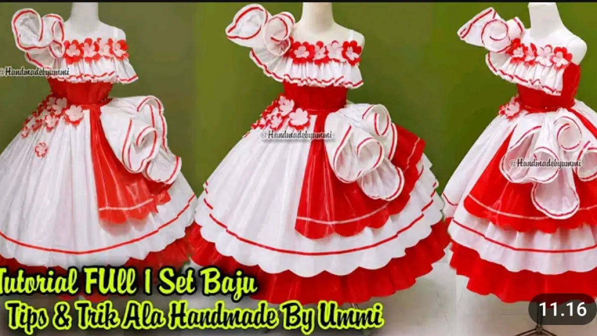 Kostum karnaval dari plastik bekas bisa dibuat sendiri. Simak tutorial membuat rok dan atasan unik dengan hiasan merah putih.