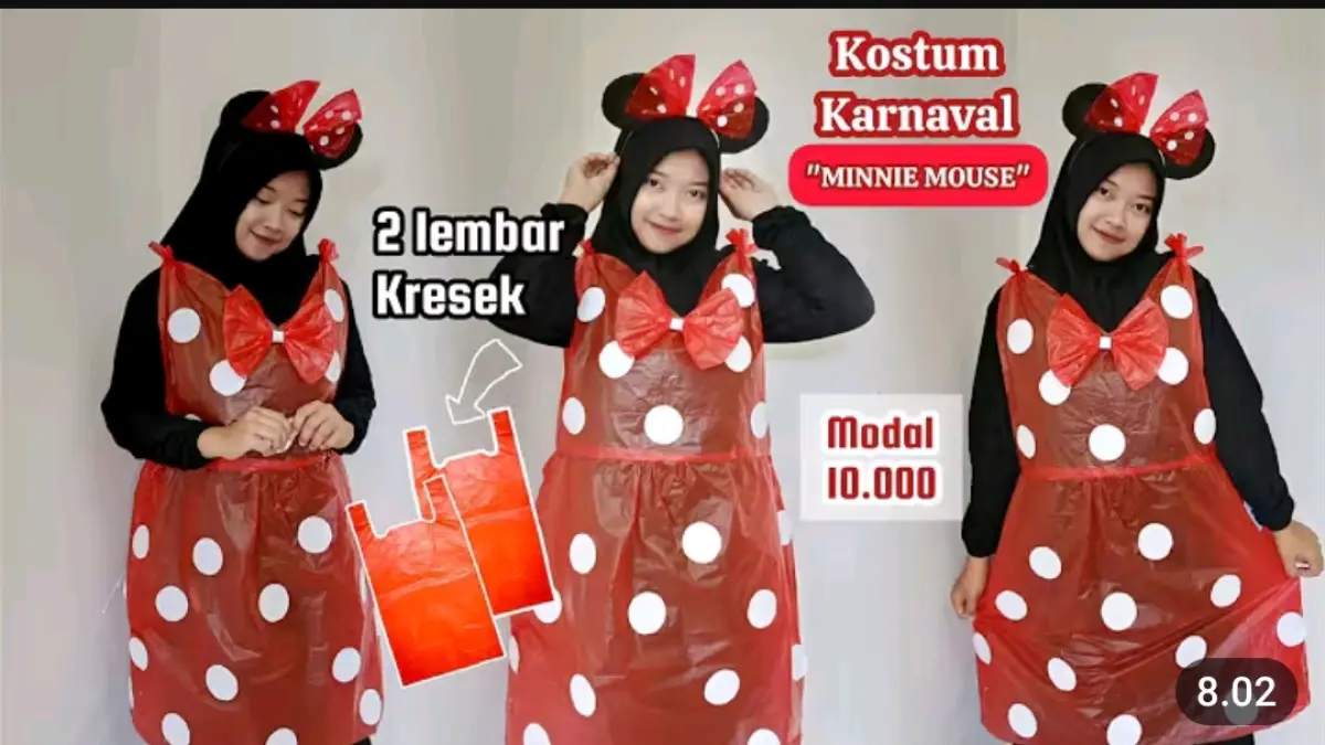 Kostum Minnie Mouse dari plastik kresek bisa dibuat dengan modal sekitar Rp5 ribu. Simak cara membuat kostum merah putih yang simpel dan unik.