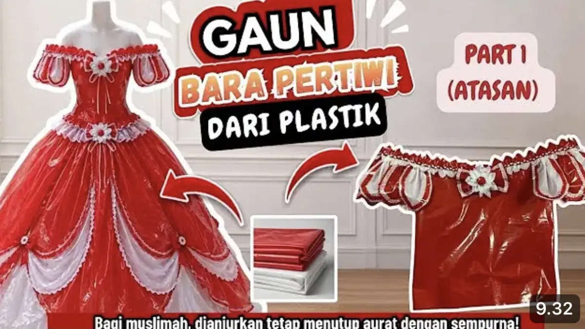Tutorial atasan gaun Bara Pertiwi dari plastik untuk anak. Simak langkah lengkap membuat kostum unik dengan bahan sederhana dan hasil menarik.